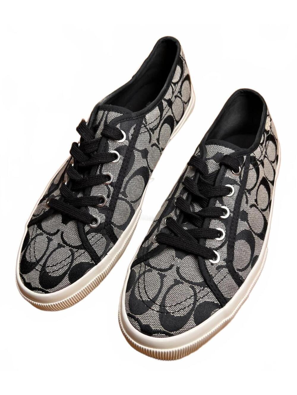 Women’s Coach Kalyn Black & White Signature C Canvas Sneakers Size 8.5D